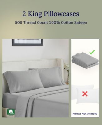500 Thread Count Cotton 2 Piece Pillowcases, King Size