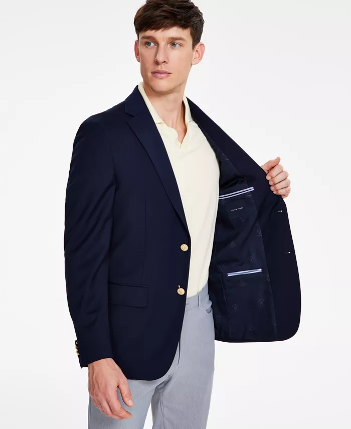 Men's Modern-Fit Solid Navy Blazer - thumbnail 6