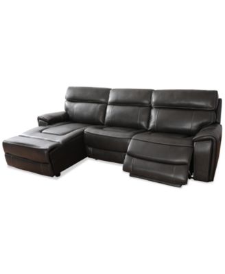 CLOSEOUT! Hutchenson 114.5" 3-Pc. Zero Gravity Leather Sectional with 1 Power Recliner and Chaise, Created for Macy's