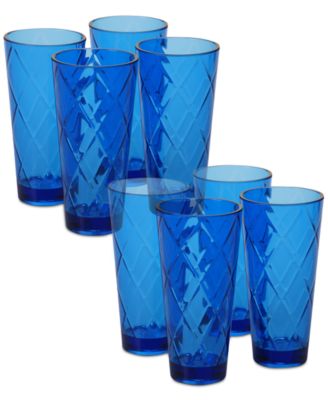 Certified International - Cobalt Blue Diamond Acrylic 8-Pc. Iced Tea Glass Set