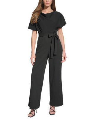 DKNY Women's Cowl-Neck Belted Jumpsuit - Macy's