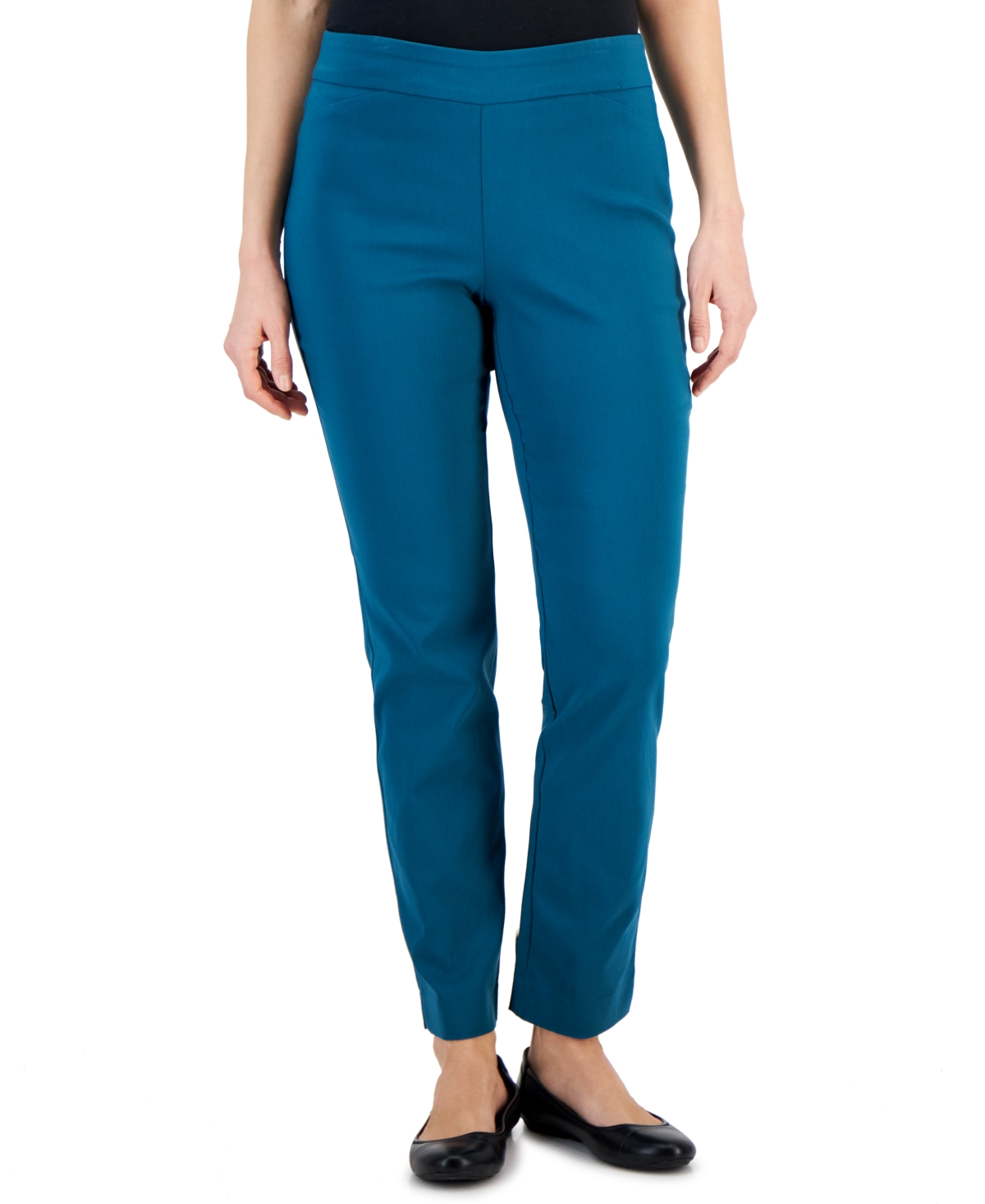 Jm Collection Women's Cambridge Woven Pull-on Pants, Created For Macy's In Teal Evergreen