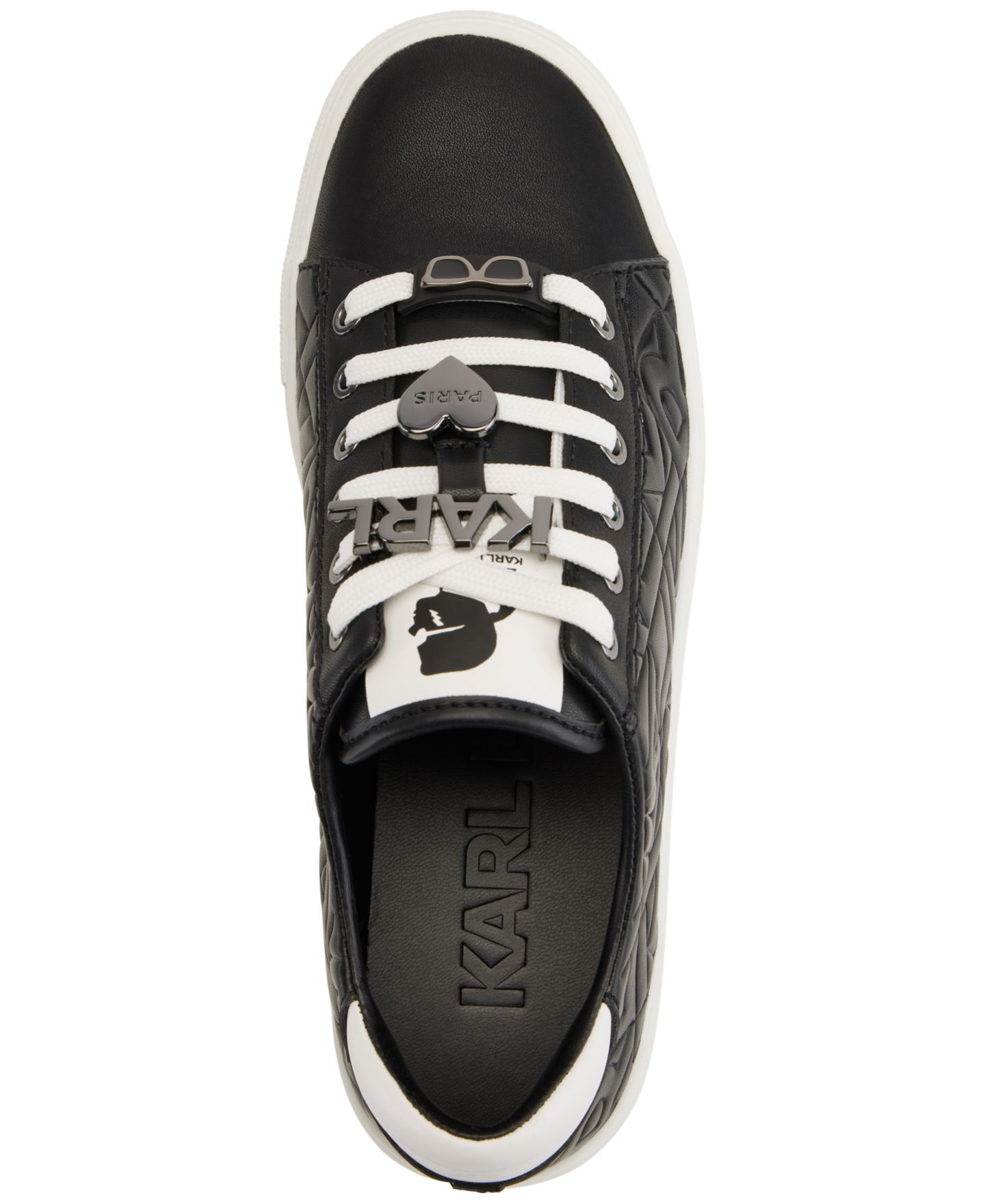 Женские кроссовки KARL LAGERFELD PARIS Cate Karl Box Lace-Up Low-Top, цвет: Чёрный / Яркий белый — фото 4