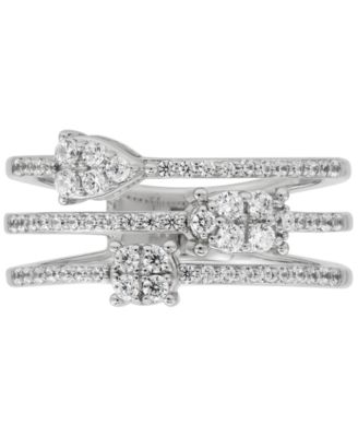 Lab Grown Diamond Multi-Row Mini Cluster Ring (1/2 ct. t.w.) in Sterling Silver