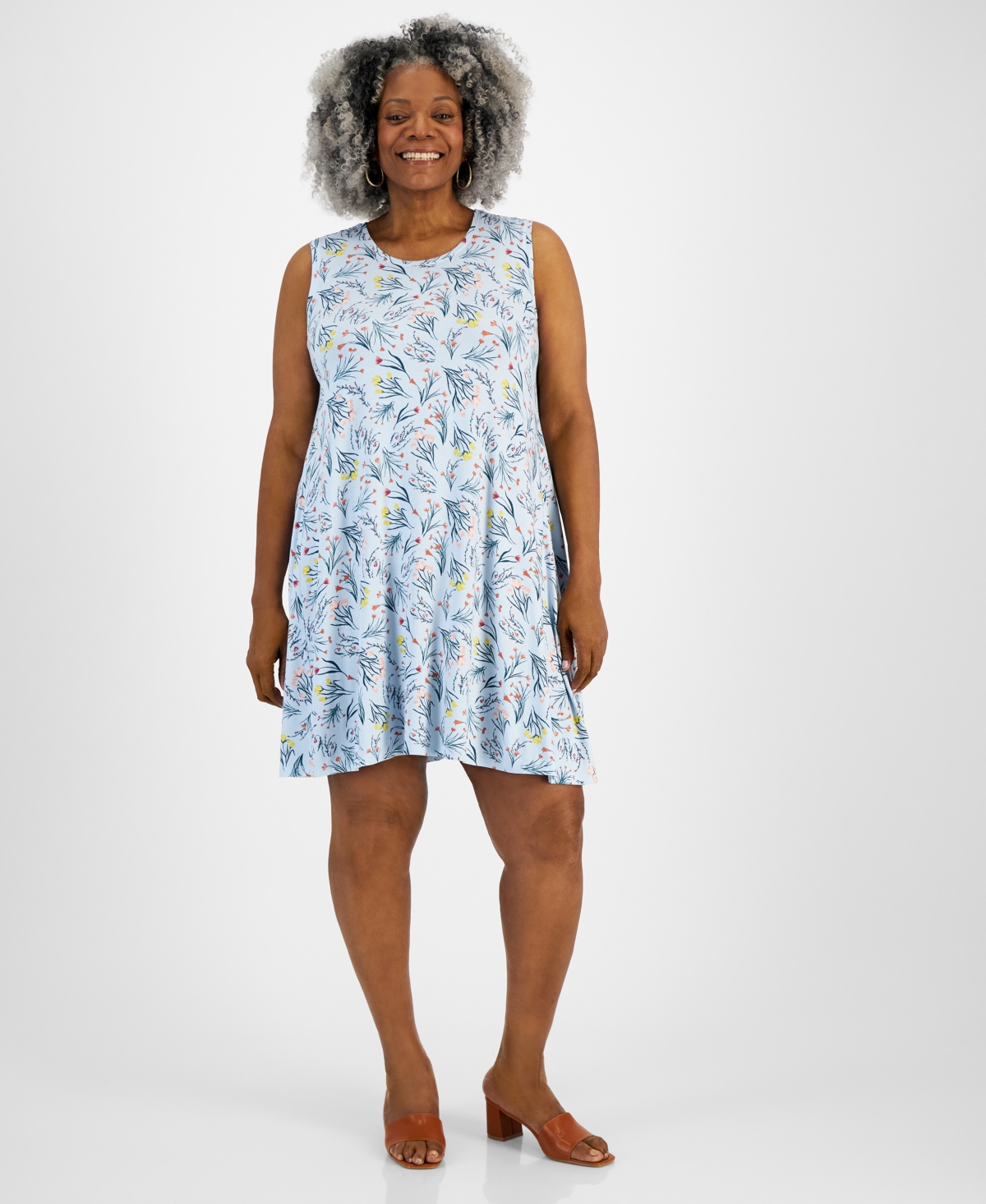 Style & Co Plus Size Printed Flip-flop Dress, Created For Macy's In Shannon Floral Dusk