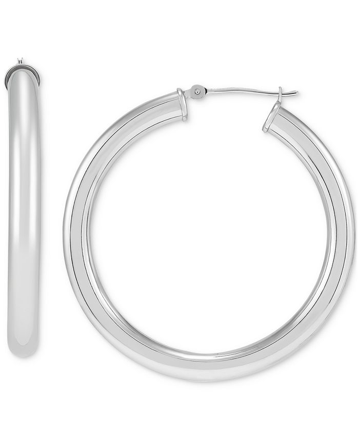 White gold cheap tube hoop earrings