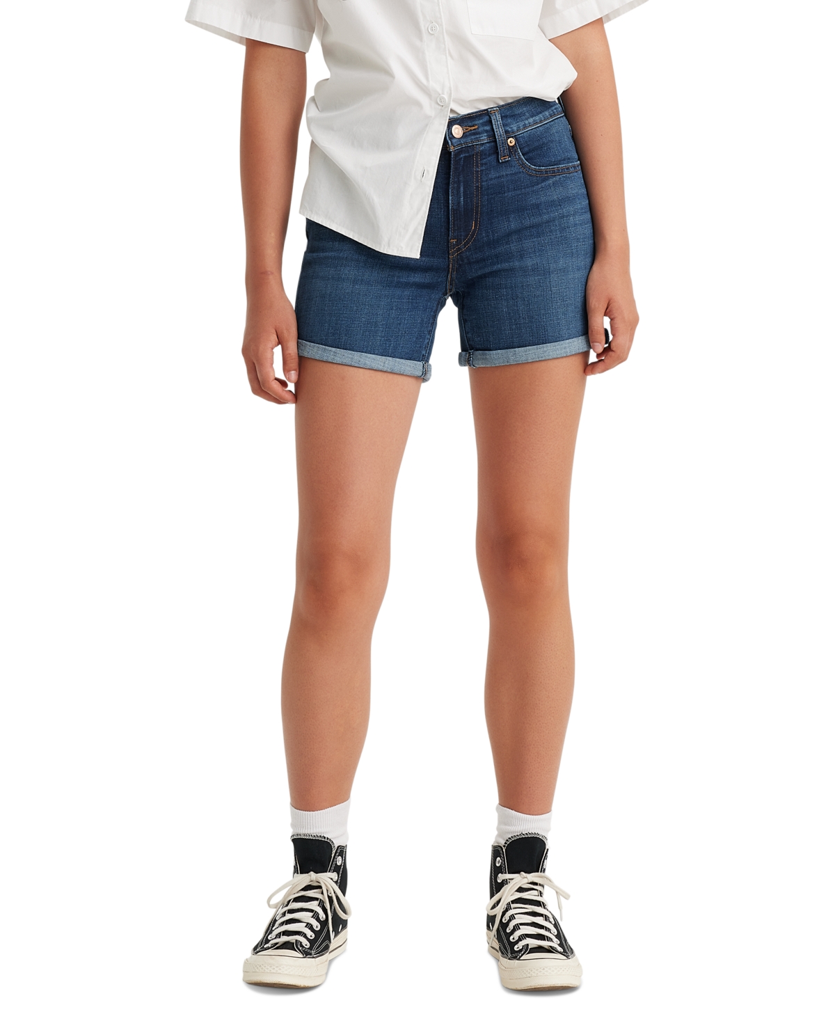 Levi's Women's Mid Rise Mid-length Stretch Shorts In Stop The Confusion