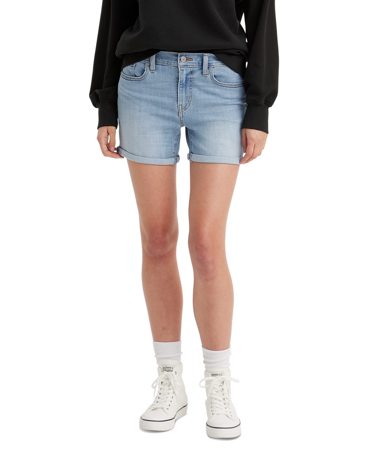 Levi's Women's Mid Rise Mid-length Stretch Shorts In Polar Seas