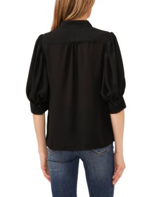 Women's 3/4-Sleeve Collared Button Down Top