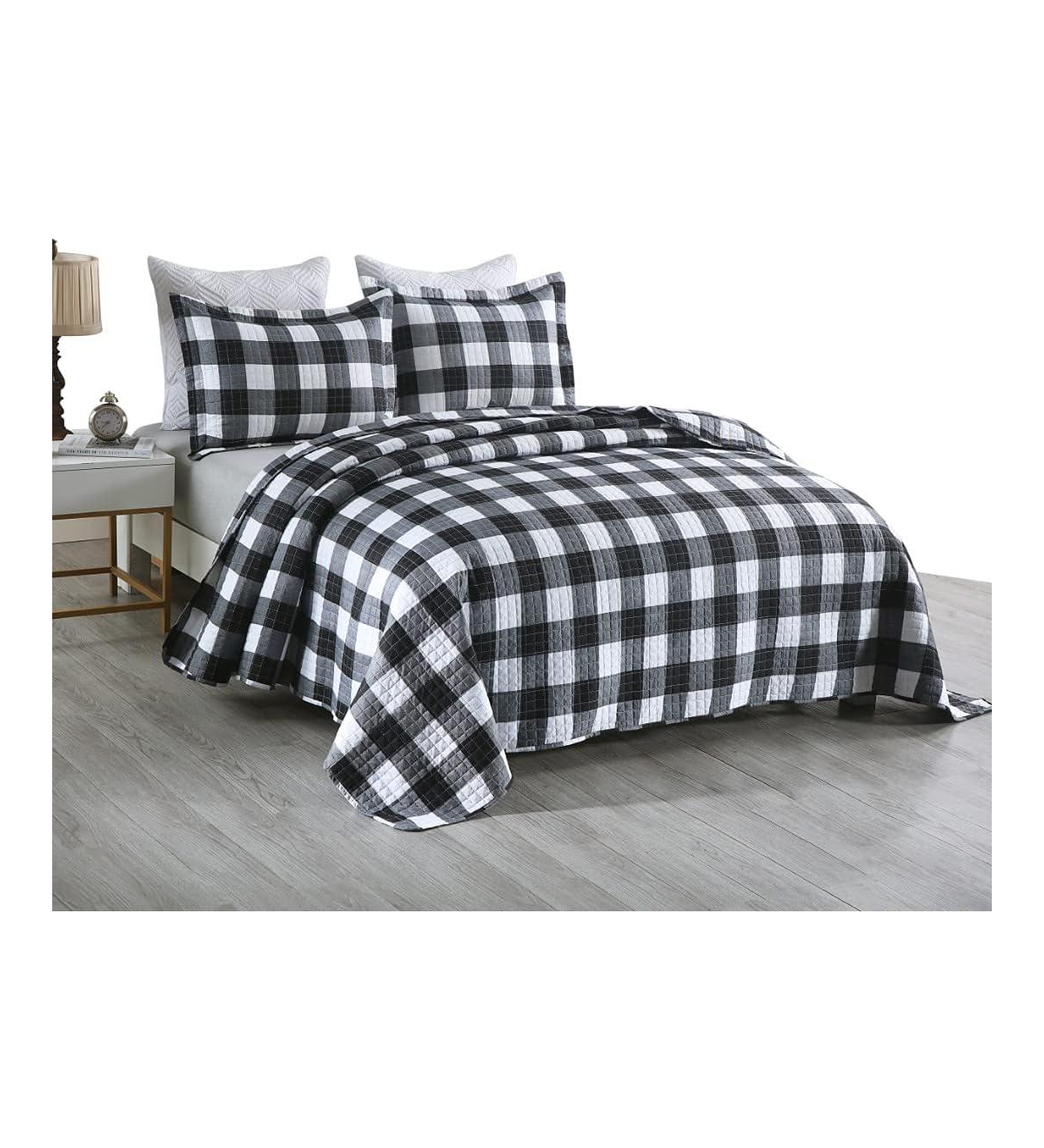 MarCielo 3 Piece Buffalo Quilt Bedspread Set Bedding Coverlet Set B020 -