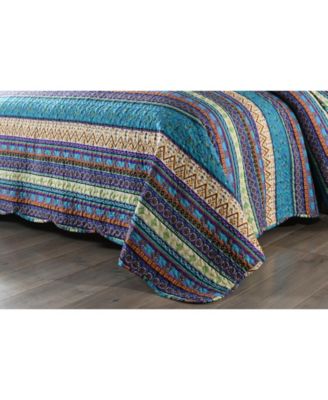 3 Pcs  Bohemian Boho Quilt Bedspread Set B011 - King