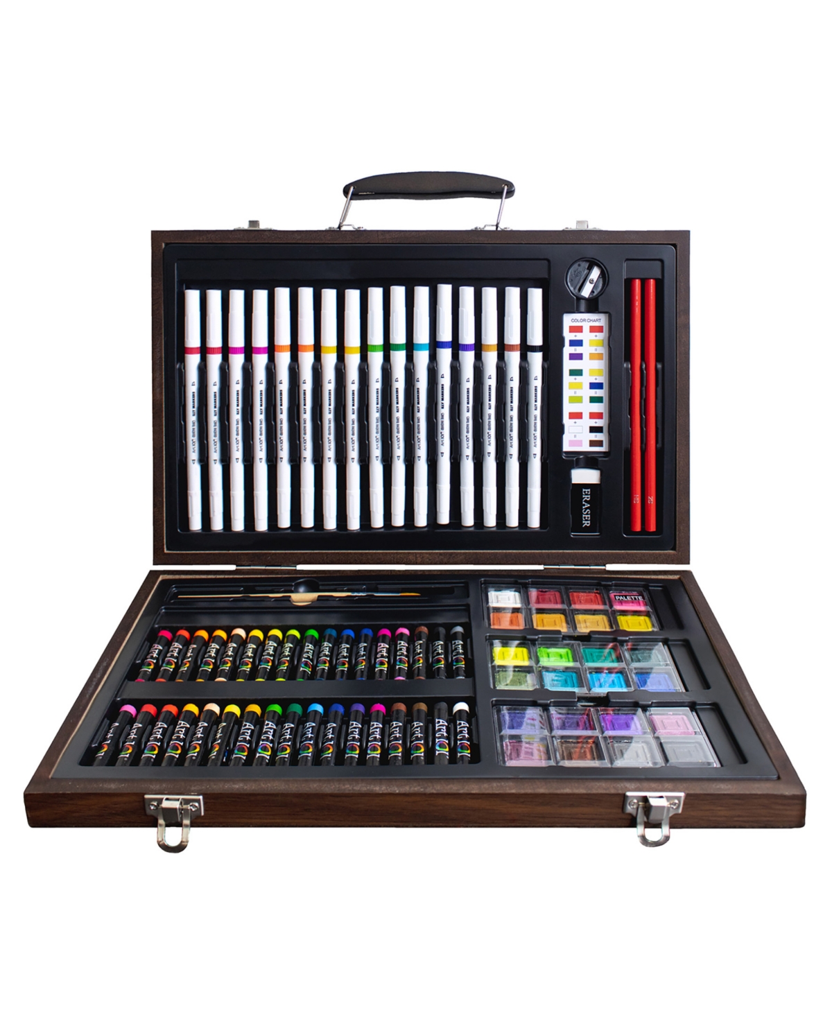 Art 101 Multimedia Illustration Wood Art Set, 85 Pieces In Brown