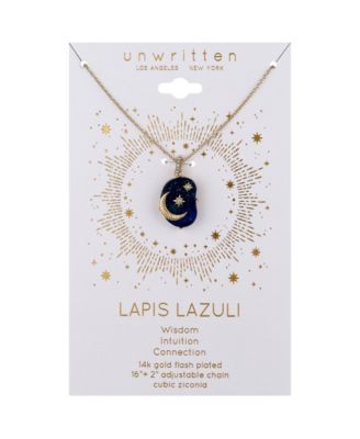 Lapis and Crystal Moon Star Pendant Necklace