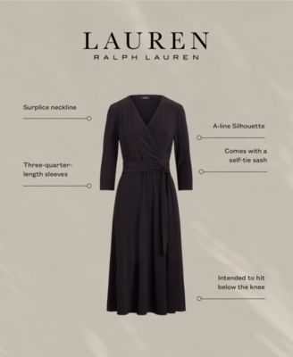 【Lauren Ralph Lauren】SURPLICE JERSEY ロゴ ワンピース Lauren Ralph Lauren Surplice Jersey Dress - Macy's