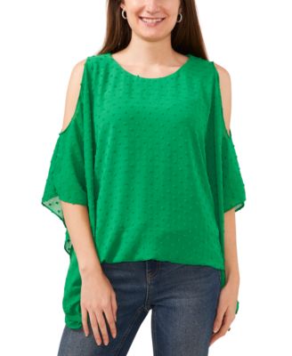 Sam & Jess - Women's Round-Neck Cold-Shoulder Cape-Sleeve Top