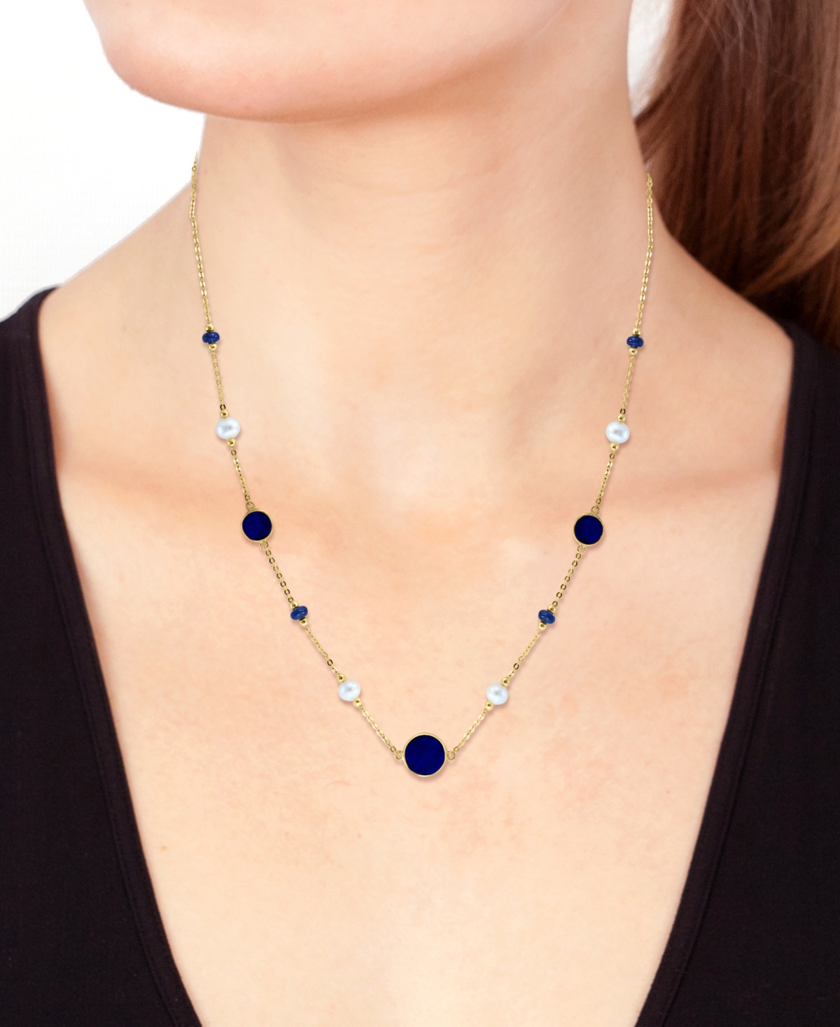 Effy Lapis Lazuli, Freshwater Pearl (4-1/2mm), & Sapphire (3/8 ct. t.w.) 17