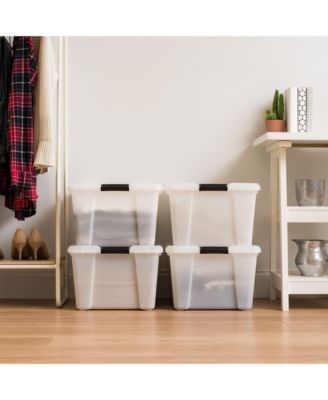 45 Quart Buckle Up Storage Box, 4 Pack, Pearl