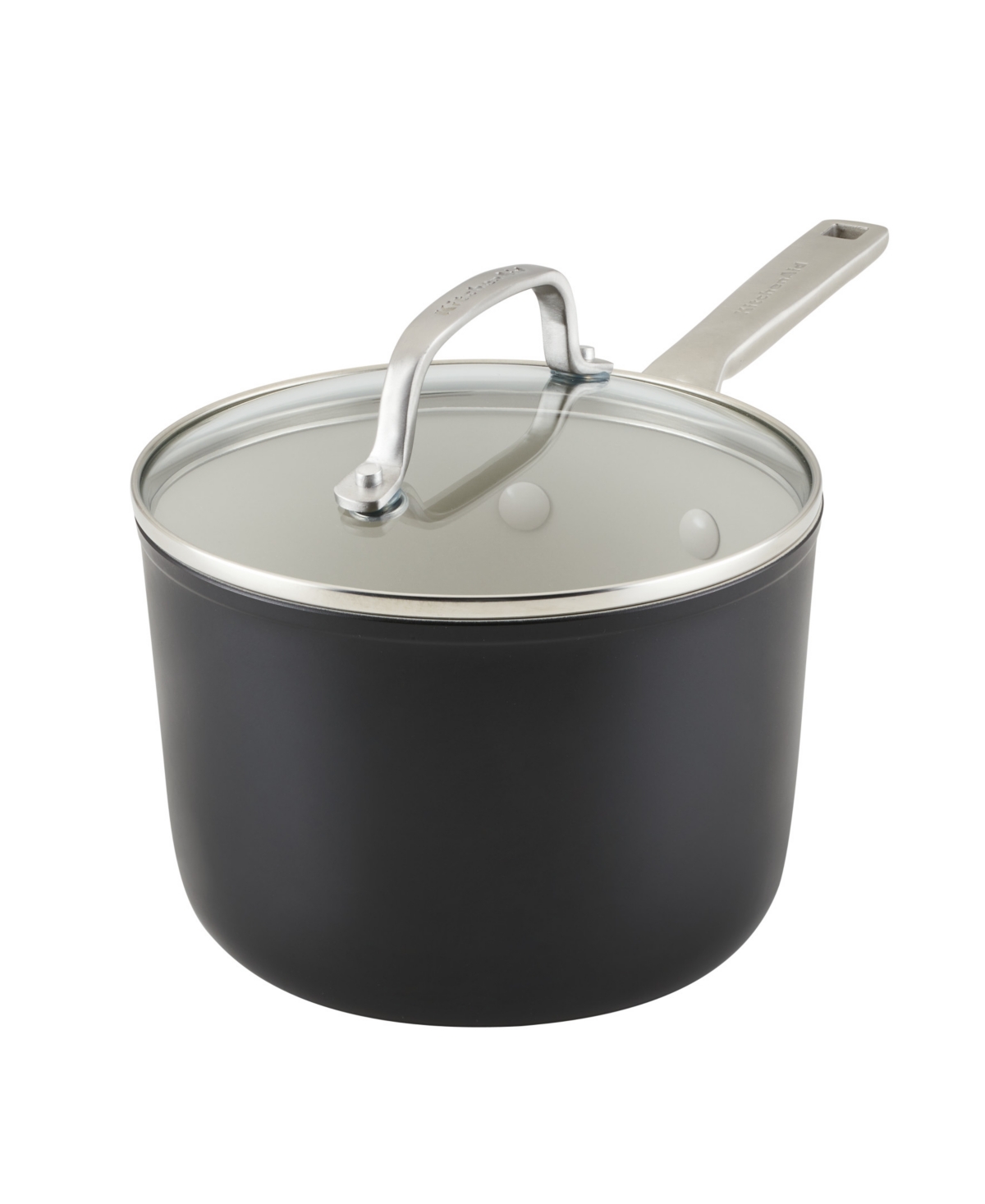 Kitchenaid Hard Anodized Ceramic Nonstick Cookware Sauce Pan With Lid In Black Matte