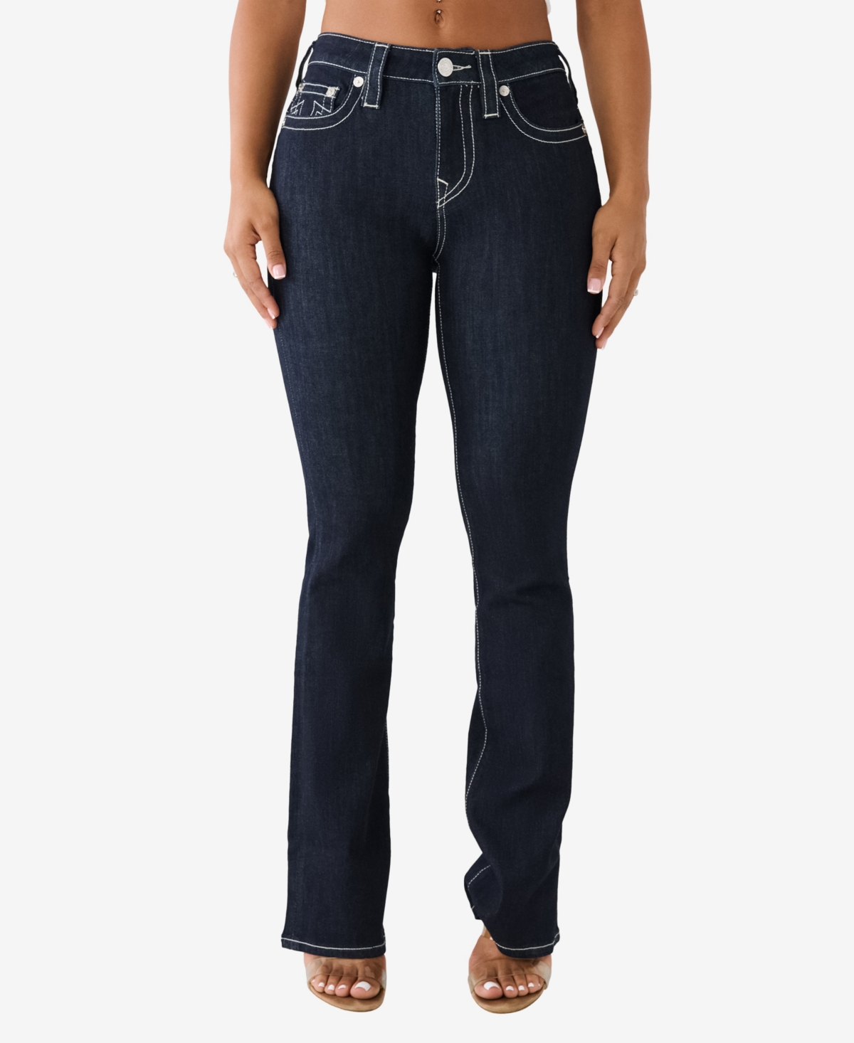 True Religion Women\'s Becca No Flap Curvy Yoke Boot Cut Jeans In Body Rinse  | ModeSens