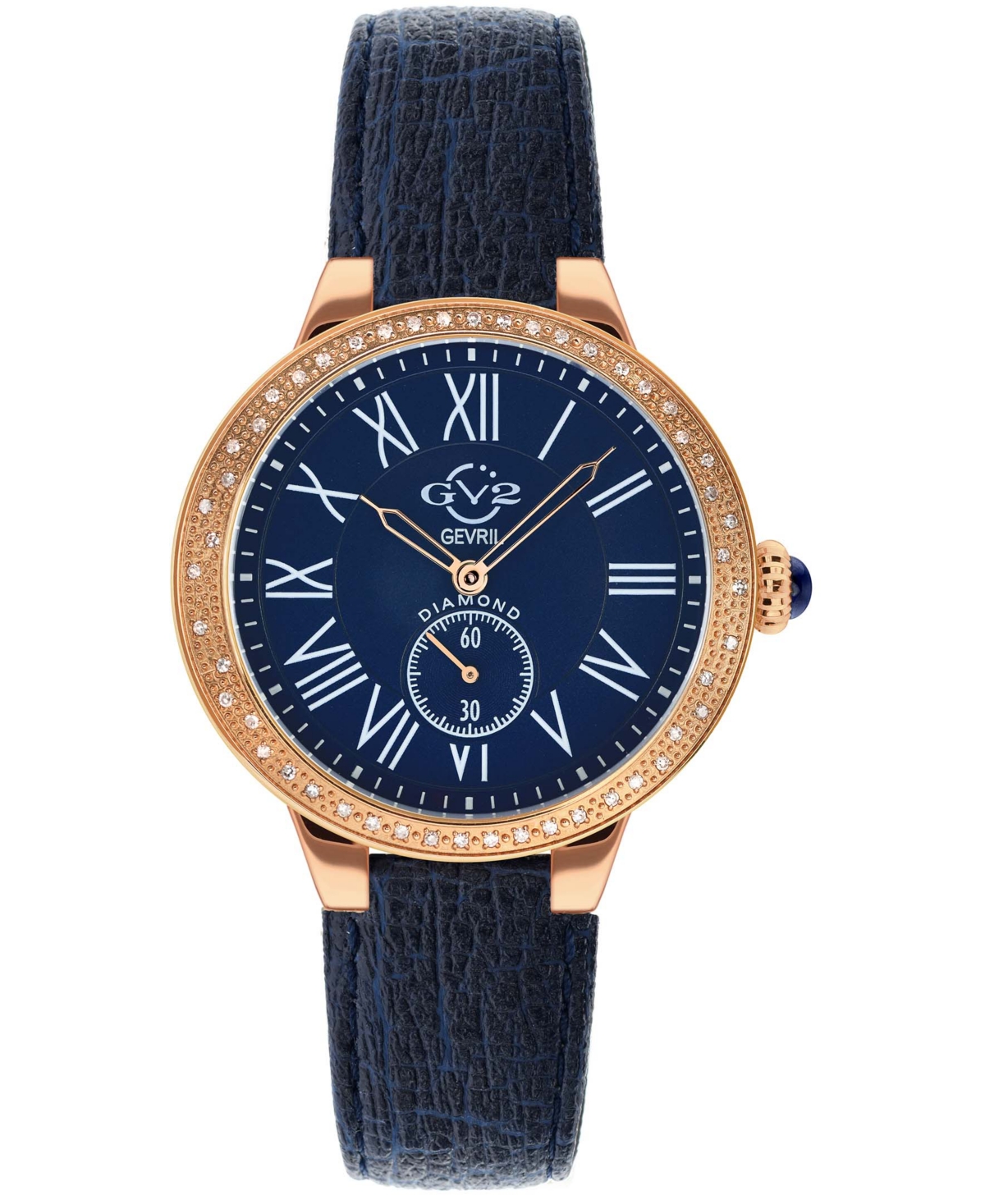 Gv2 By Gevril Women's Swiss Quartz Astor Blue Faux Leather Watch 40mm