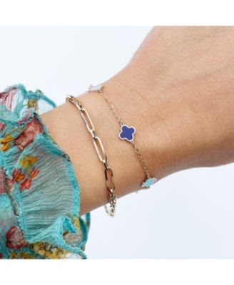 Mini Blue Mixed Clover Bracelet 14K Gold