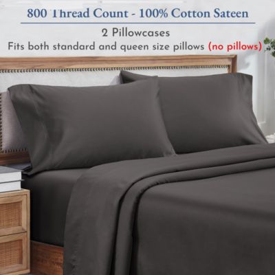 Luxury 800 Thread Count 2 Standard Pillowcases, 100% Cotton Sateen, Soft, Smooth & Thick, Fits Standard & Queen Size Pillows