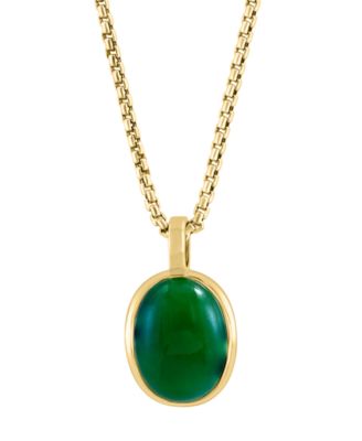 EFFY&reg; Men's Dyed Jade Oval Cabochon 22" Pendant Necklace in Gold-Plated Silver