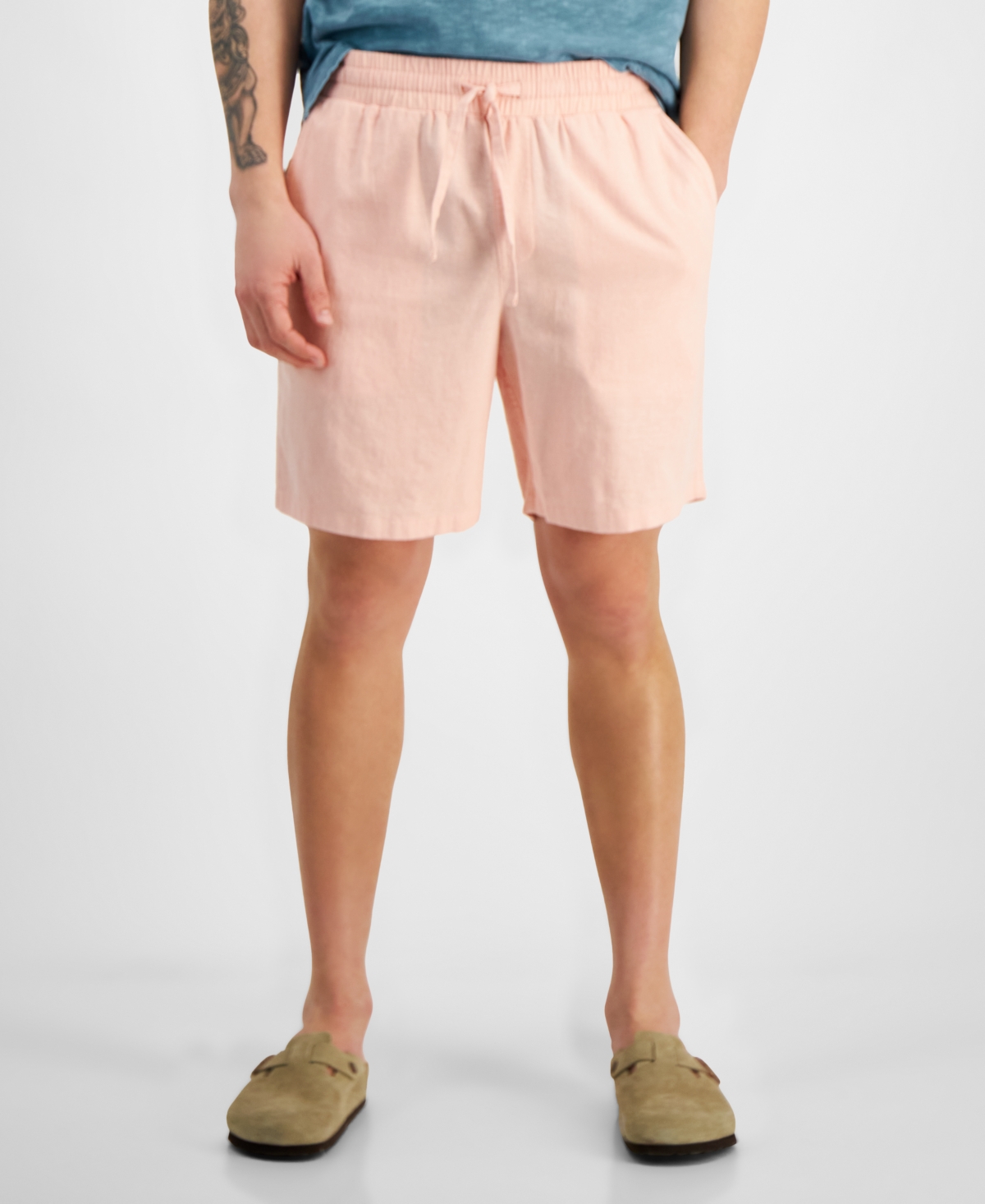 Shop Sun + Stone Men's Charlie Linen Pull-on Shorts, Created For Macy's In Soft Blush