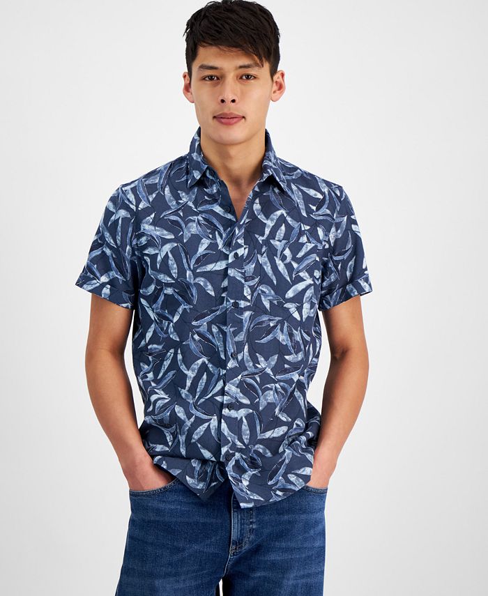 Sun + Stone Men's Ernest Graphic Linen-Blend Shirt, Created for Macy's ...