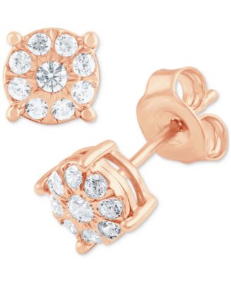Macy's - Diamond Cluster Stud Earrings (1/4 ct. t.w.) in 14k Rose Gold