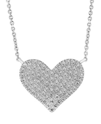 EFFY&reg; Diamond Pav&eacute; Heart 14" Pendant Necklace (1/3 ct. t.w.) in Sterling Silver