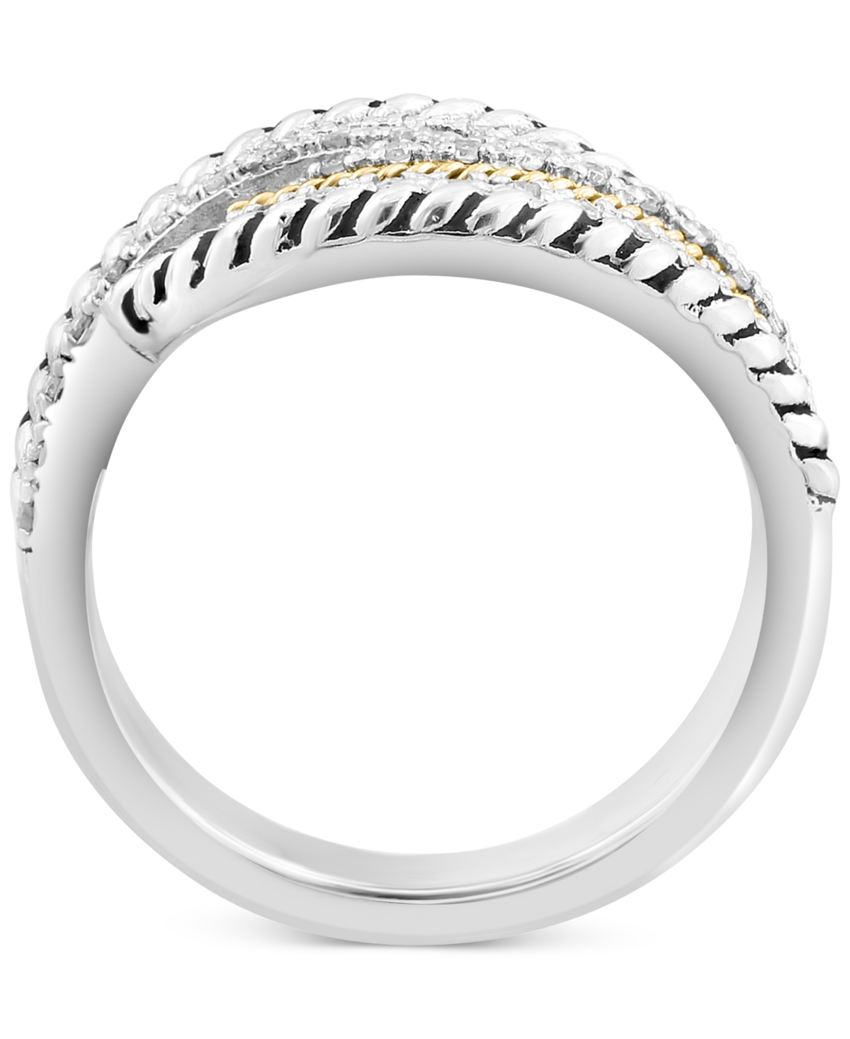 Effy Diamond Swirl Crossover Ring (1/5 ct. t.w.) in Sterling Silver & 18k Gold-Plate - 18K Gold Over Silver