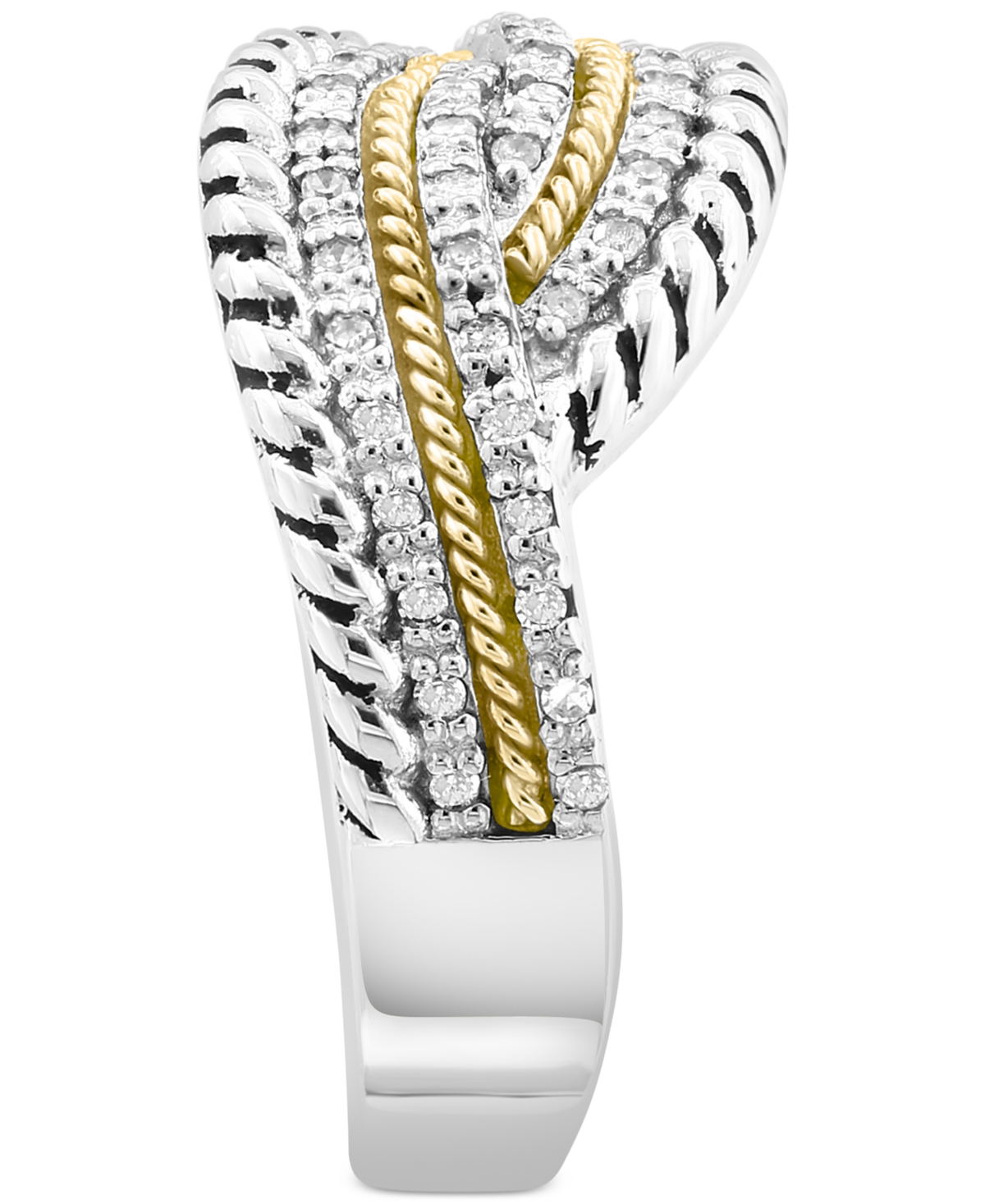 Effy Diamond Swirl Crossover Ring (1/5 ct. t.w.) in Sterling Silver & 18k Gold-Plate - 18K Gold Over Silver
