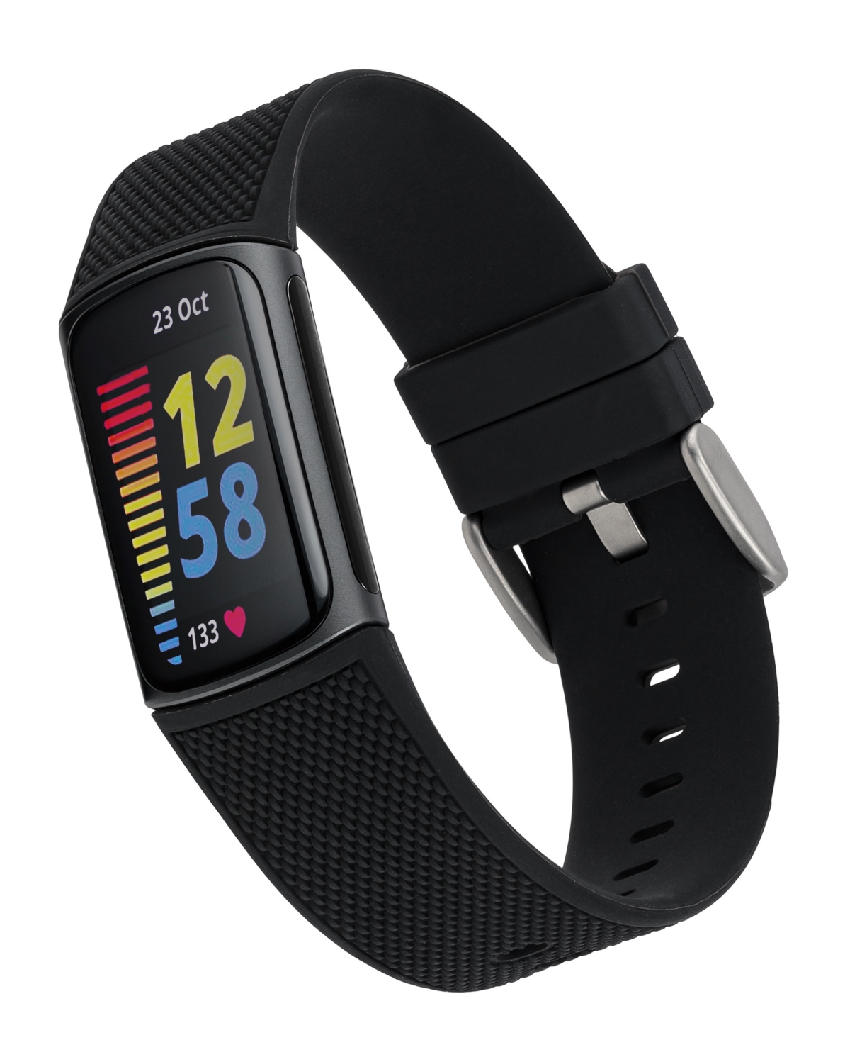 Withit Unisex Black Woven Silicone Band Compatible With Fitbit Charge 5 And 6