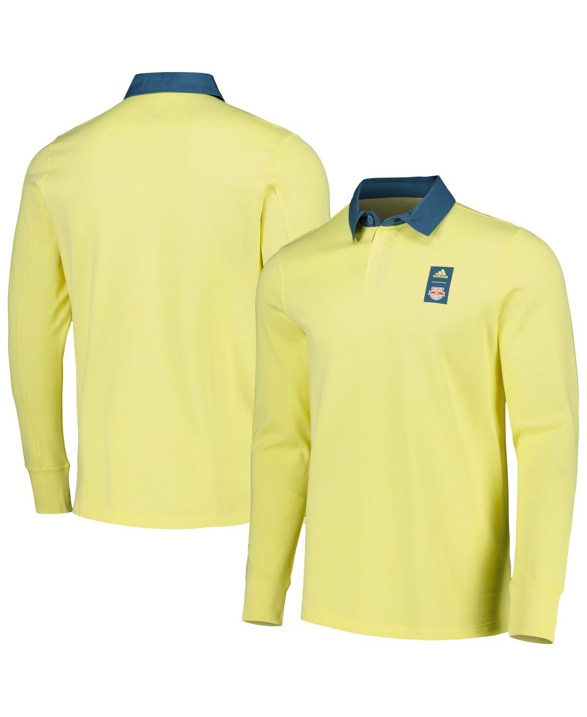 Men's adidas 2023 Player Yellow New York Red Bulls Travel Long Sleeve Polo Shirt - Yellow