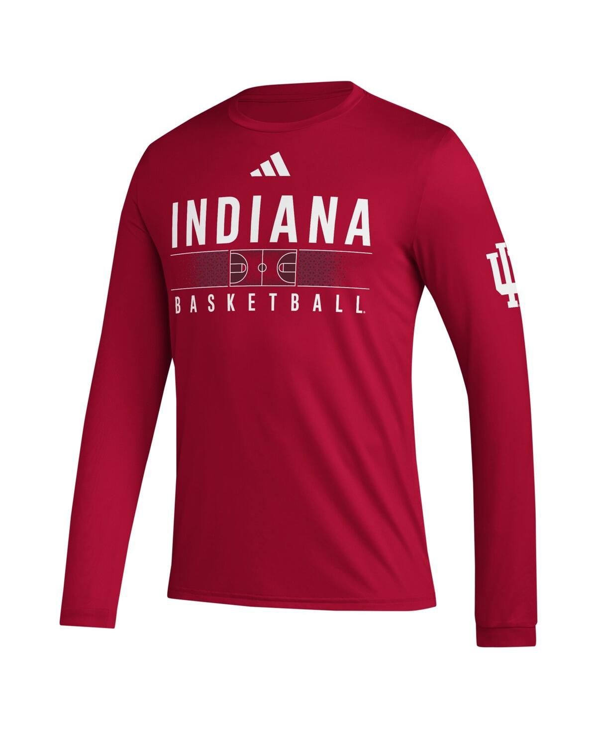 Men's adidasIndiana Hoosiers Practice Basketball Pregame Aeroready Long Sleeve T-shirt - Crimson
