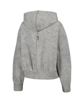 Women's Gray Team USA Media Day Oversized Cropped Hoodie Performance Full-Zip Jacket