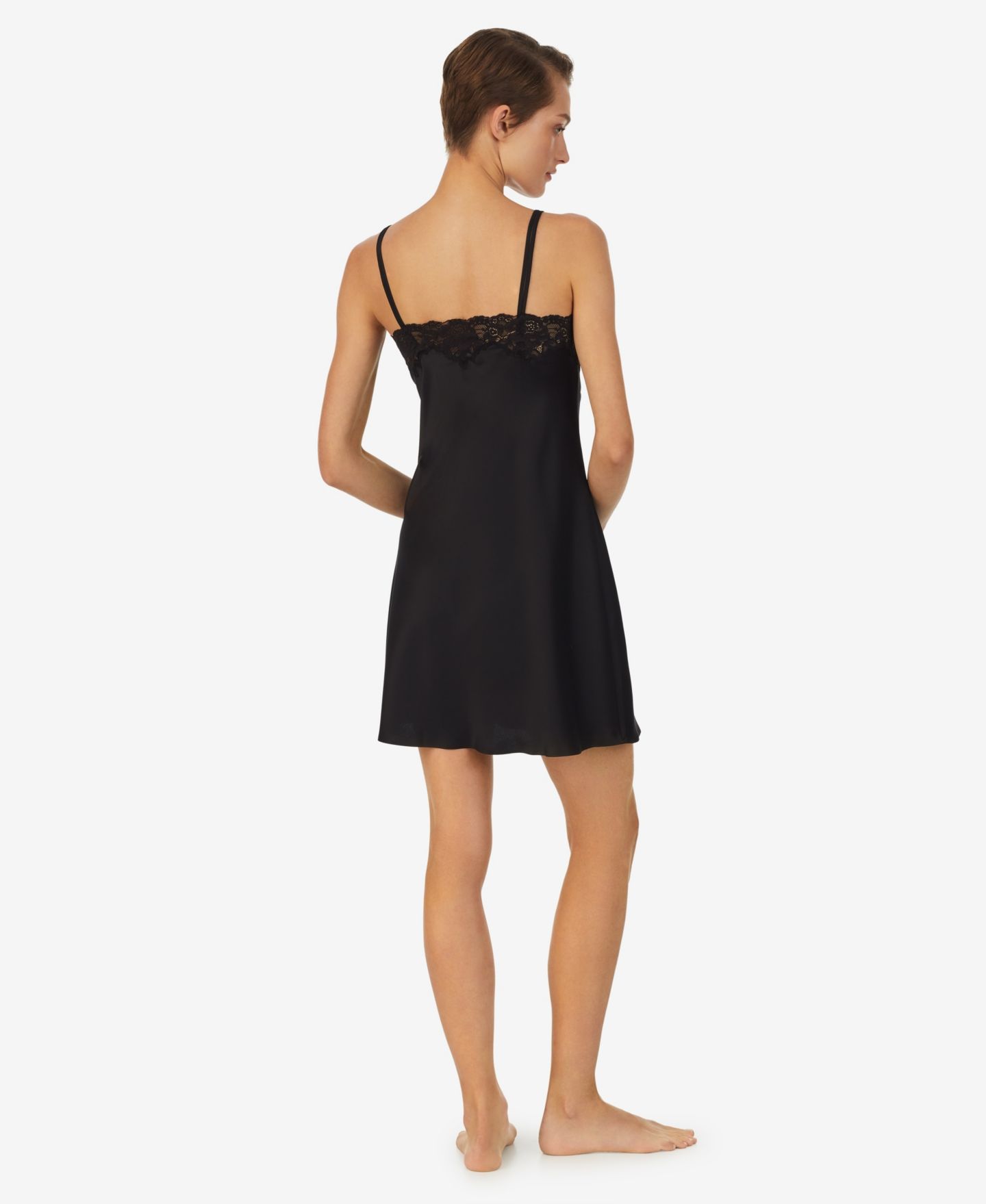 Сорочка Lingerie, кружевная отделка, атлас — Lauren Ralph Lauren, цвет: Чёрный — фото 3