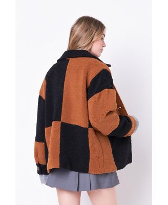 Women's Oversize Teddy Check Jacket