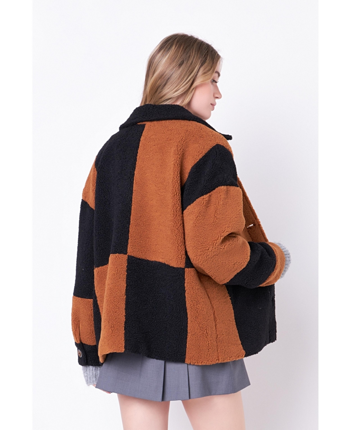 Women's Oversize Teddy Check Jacket