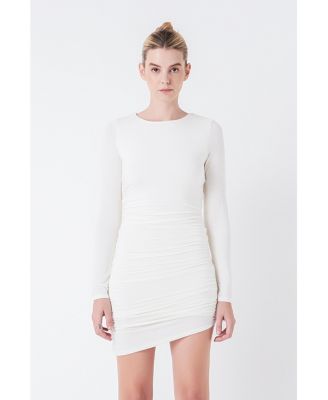 Women's Ruched Long Sleeve Mini Dress