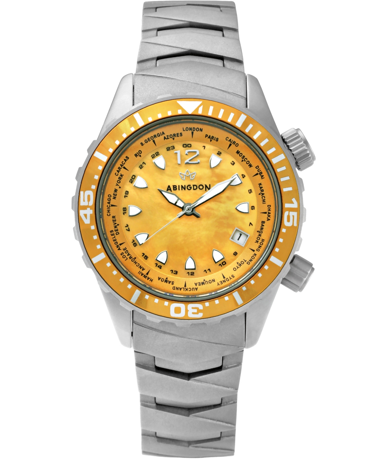 Women's Marina Diver's Multifunctional Titanium Bracelet & White Silicone Strap Watch 40mm - Yellow Snapper