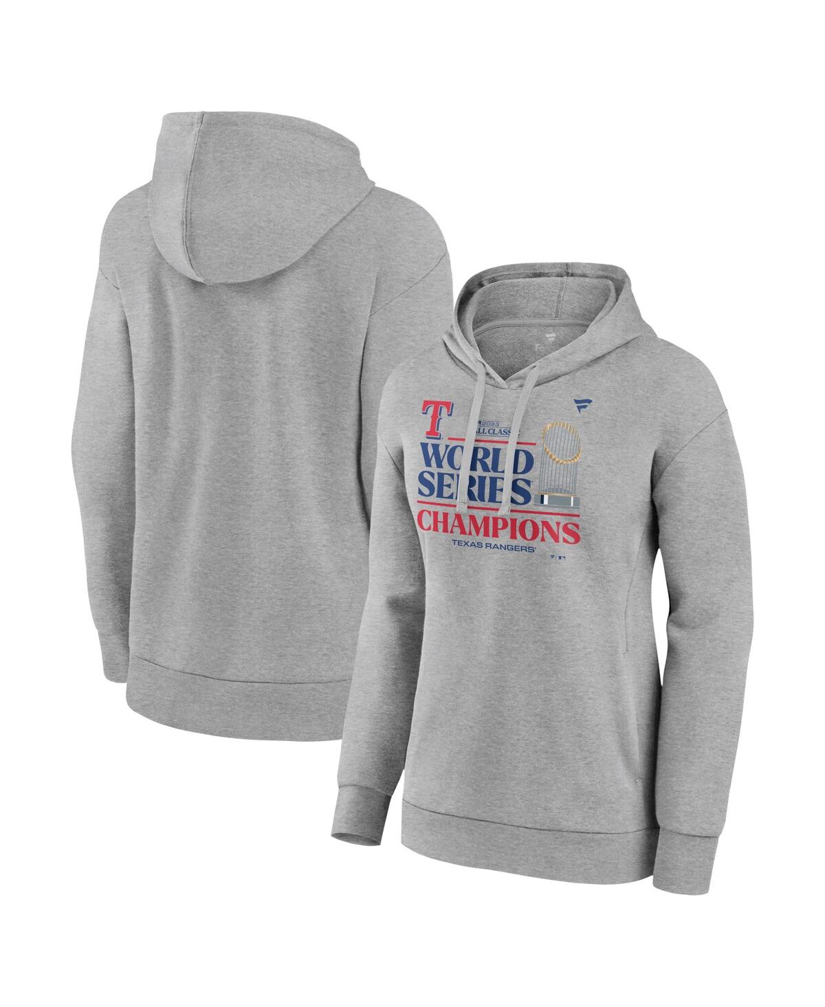 Women's Fanatics Heather Gray Texas Rangers 2023 World Series Champions Locker Room Plus Size Pullover Hoodie - Heather Gray