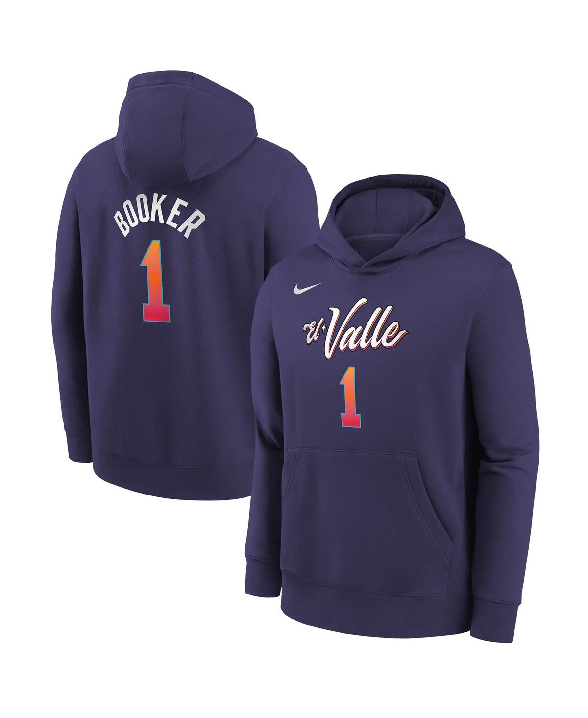 Nike Kids' Big Boys  Devin Booker Purple Phoenix Suns 2023/24 City Edition Name And Number Pullover Hoodie