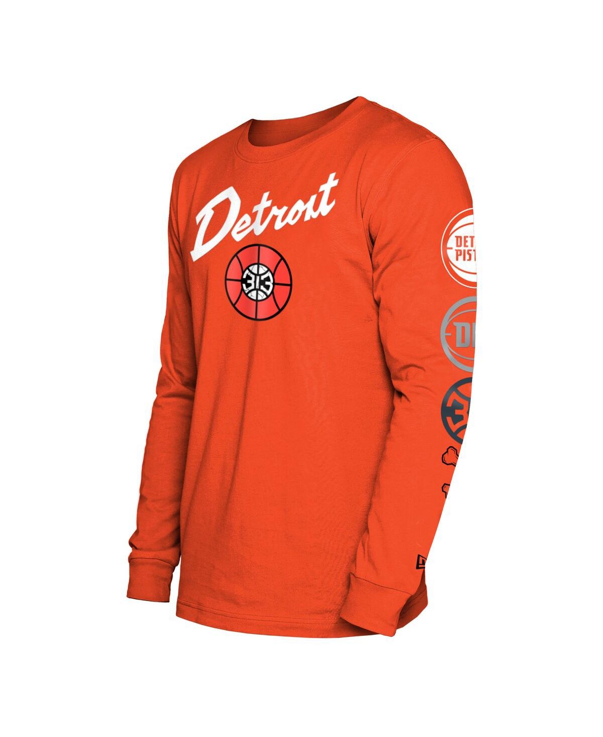 Men's New EraDetroit Pistons 2023/24 City Edition Long Sleeve T-shirt - Orange