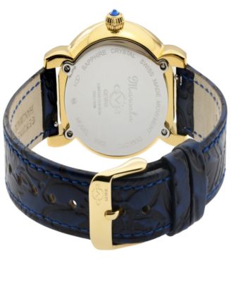 Women's Marsala Blue Leather Watch 37mm