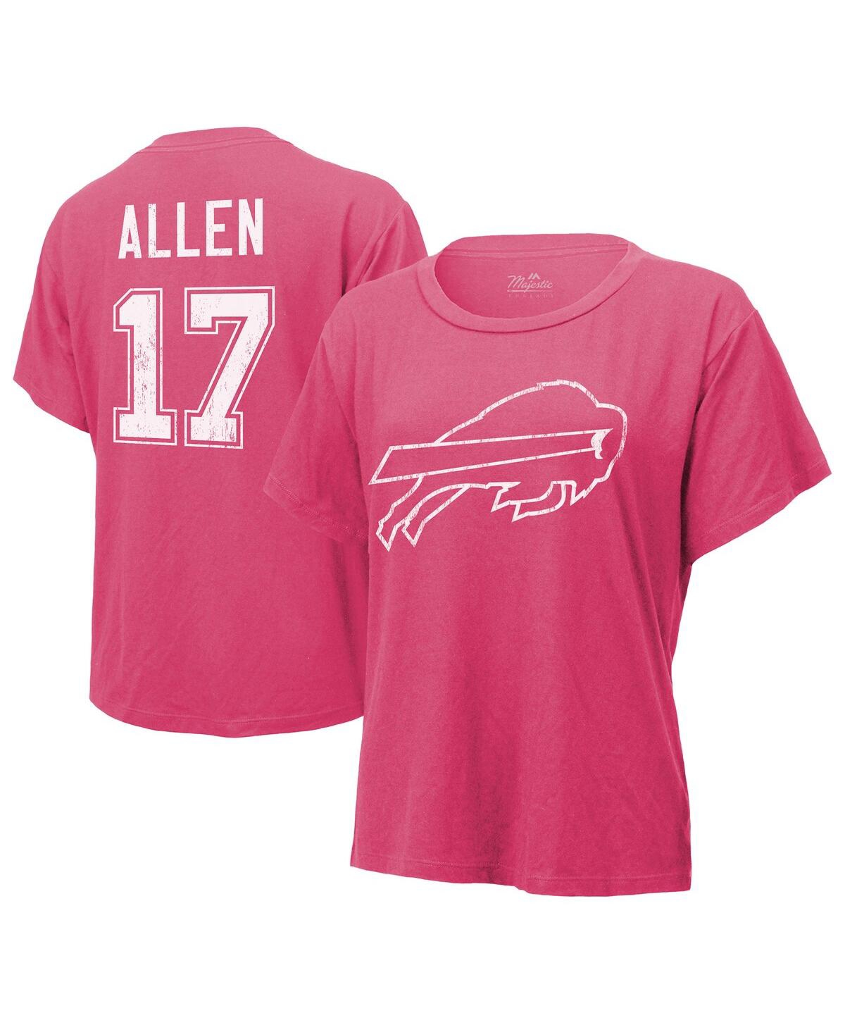 Women's Majestic Threads Josh Allen Pink Distressed Buffalo Bills Name and Number T-shirt - Pink