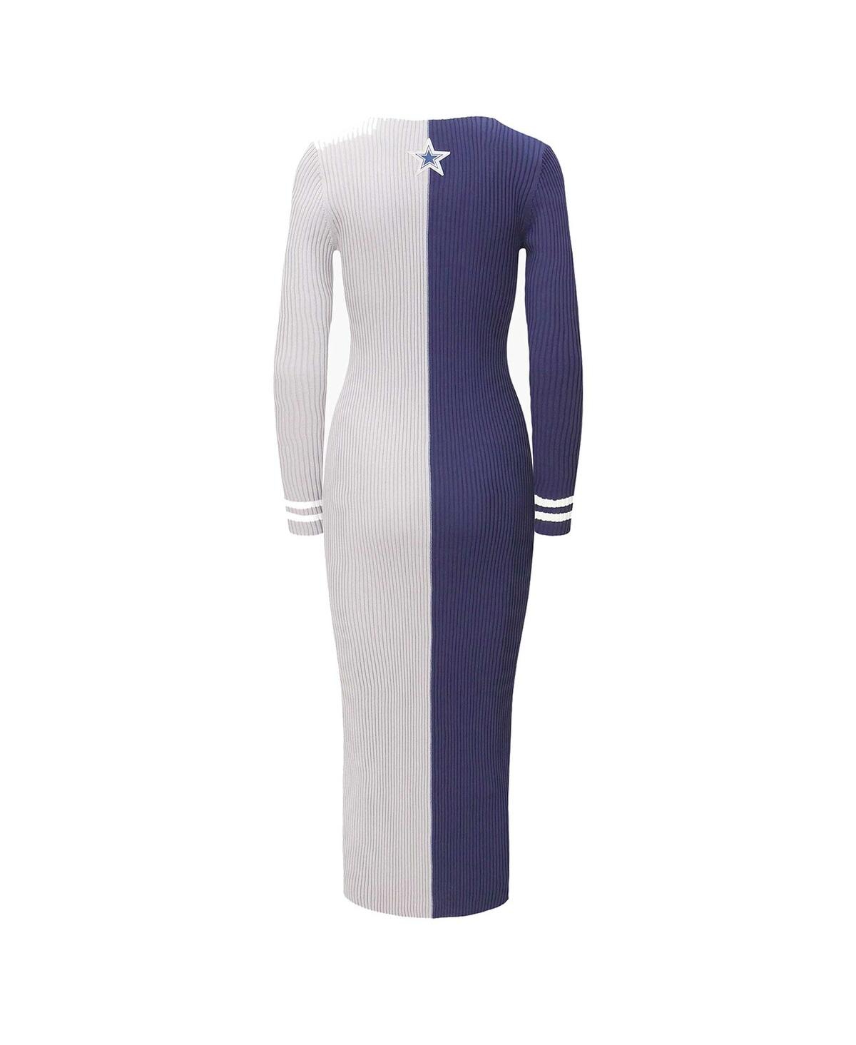 Staud Women's  Navy, Gray Dallas Cowboys Shoko Knit Button-up Sweater Dress In Navy,gray