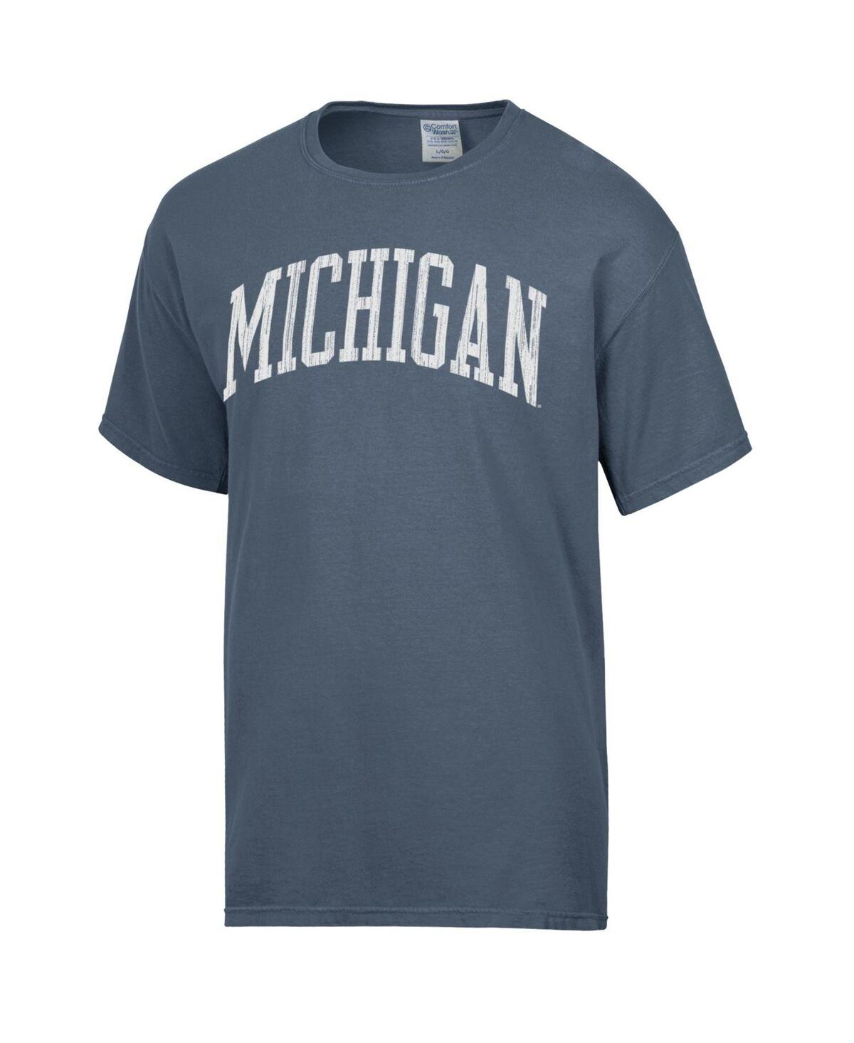 Men's ComfortwashDistressed Michigan Wolverines Vintage-Like Arch 2-Hit T-shirt - Heather Navy