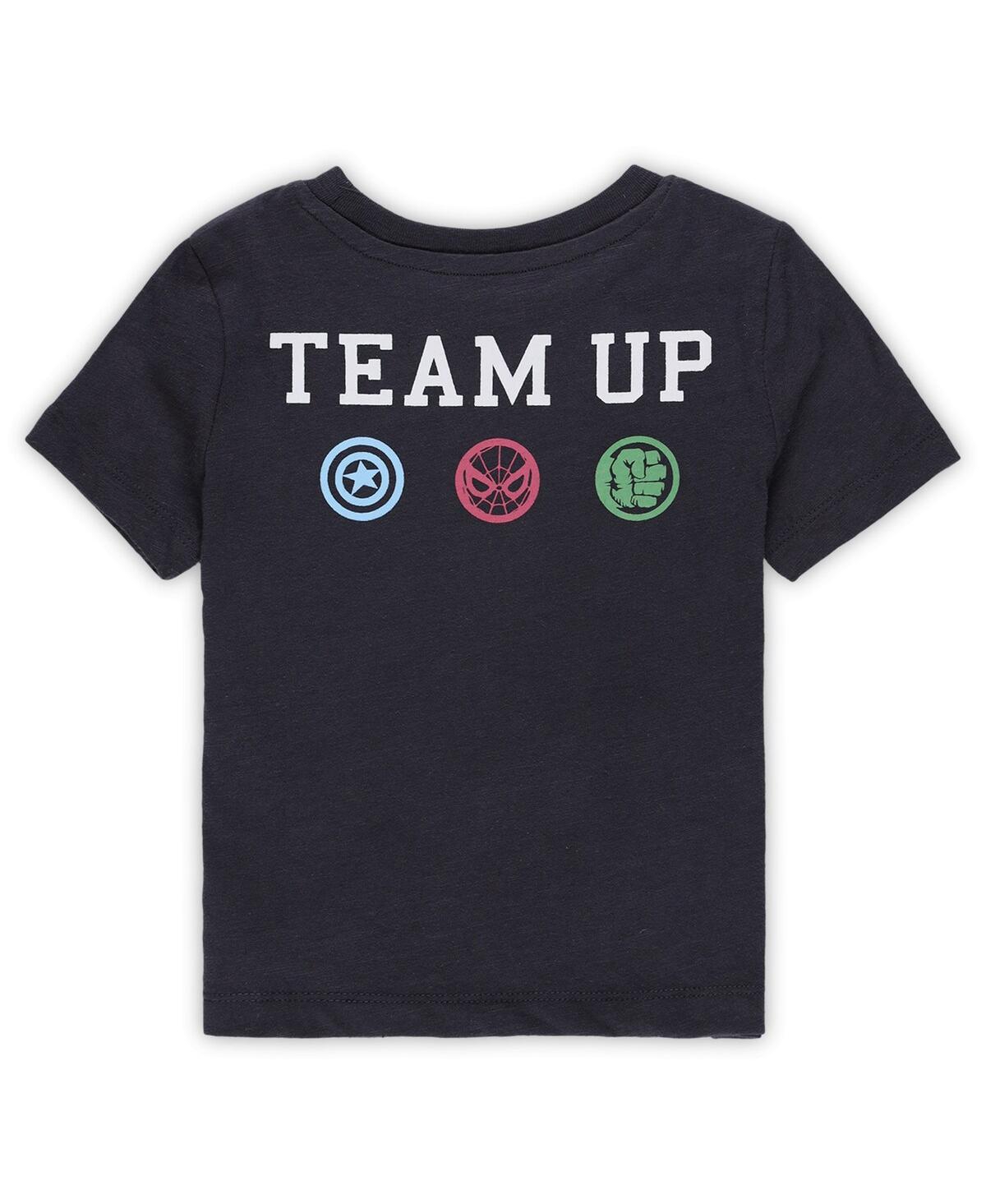 Shop Mad Engine Toddler Boys And Girls Black Marvel Team Up T-shirt